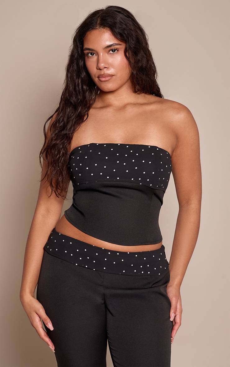 Noir Top Bandeau Coordonné À Détail Pois Shape