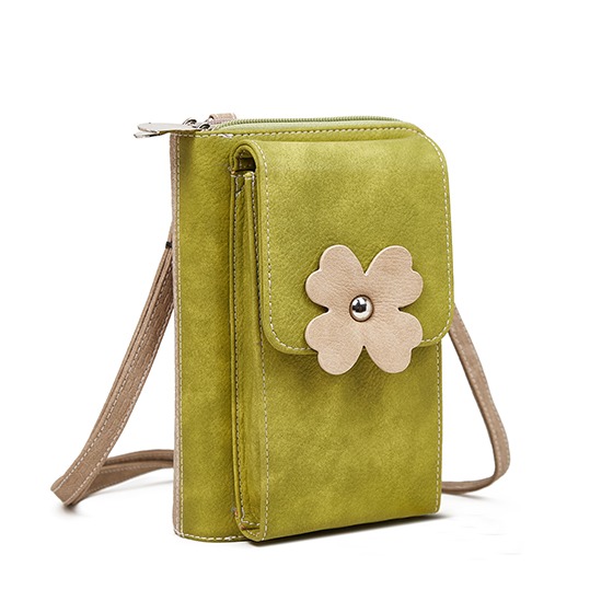 Hi-di-Hi Flying Flower Crossbody Bag/ Wallet/ Phone Bag Green