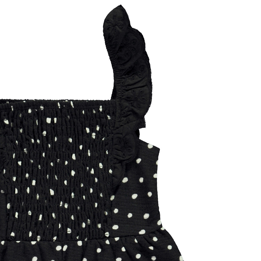 Combinaison longue imprimé pois et effet smock pour fille