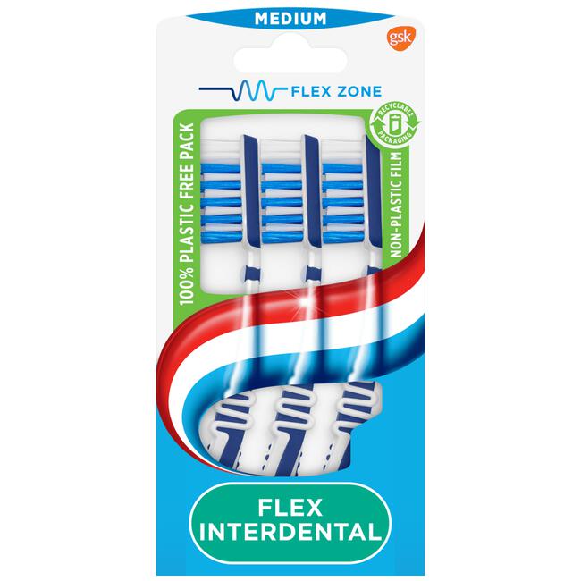 Aquafresh Flex Interdental Medium dagelijkse Tandenborstel 2+1 gratis
