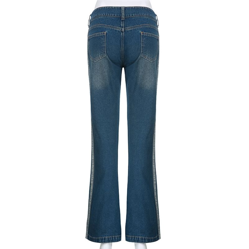 Trisica - Lage taille gewassen gestreepte flared jeans
