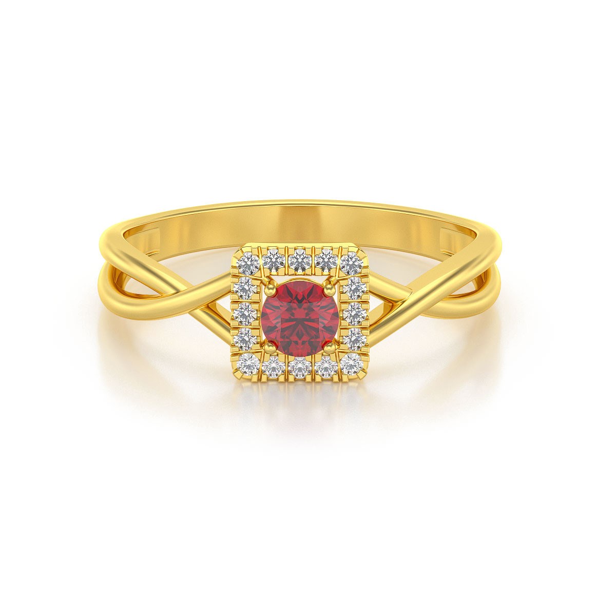 Bague ADEN Or 585 Jaune Rubis et diamants 2.154grs