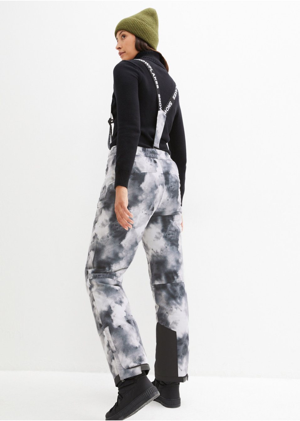 Pantalon thermique fonctionnel de ski, avec bretelles amovibles, imperméable, coupe droite