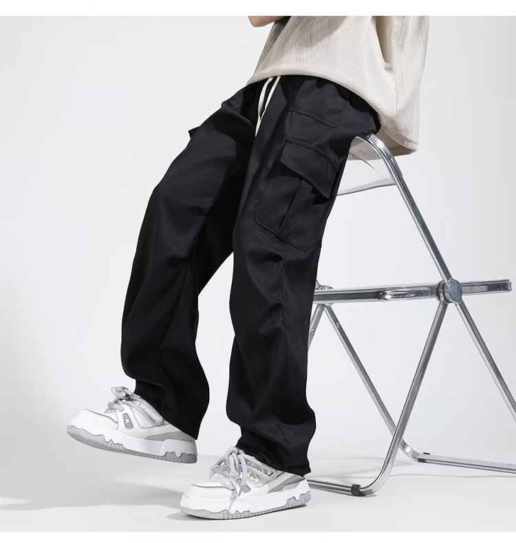jaywoon - Mid Rise Plain Straight Leg Cargo Pants