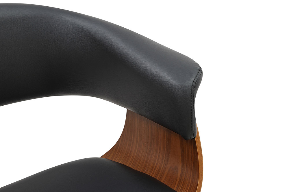 Design Stuhl ORGANIC schwarz Walnuss Kunstleder mit Armlehnen
