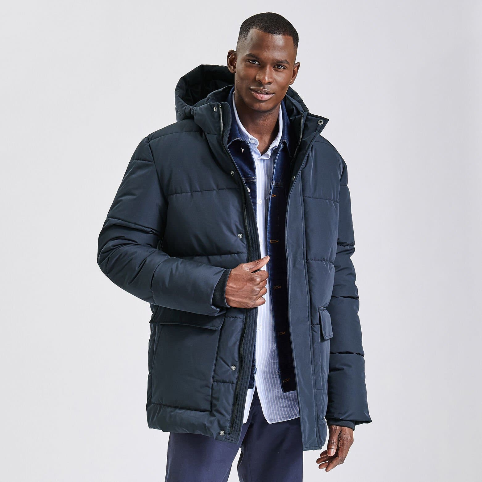 Doudoune col montant Bleu foncé