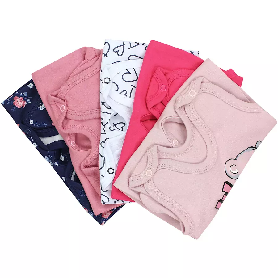 TupTam Baby Strampler mit Aufdruck Spruch 5er Pack rosa Modell 1