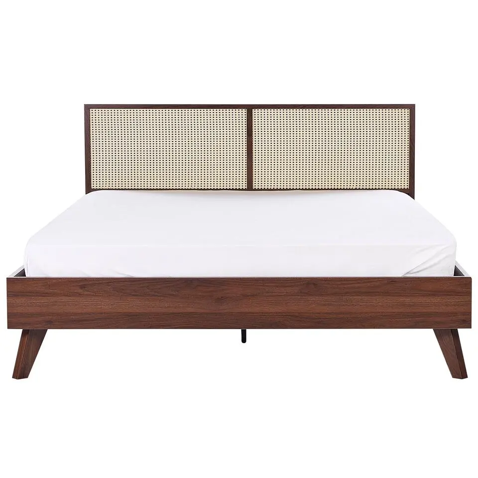 MONPAZIER - Tweepersoonsbed - Donkerhout - 180 x 200 cm - Rotan