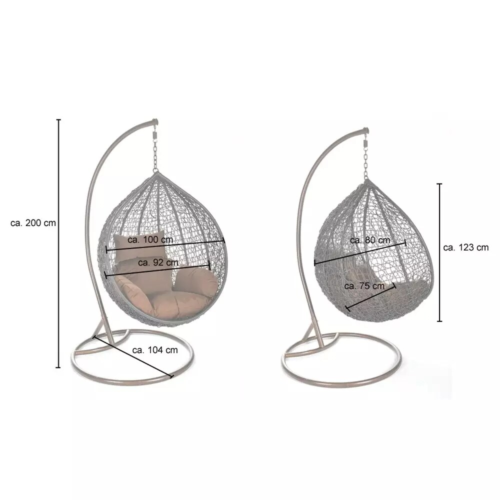 PureHaven Hängesessel 115x120x202 cm Rattan-Kunststoffgeflecht
