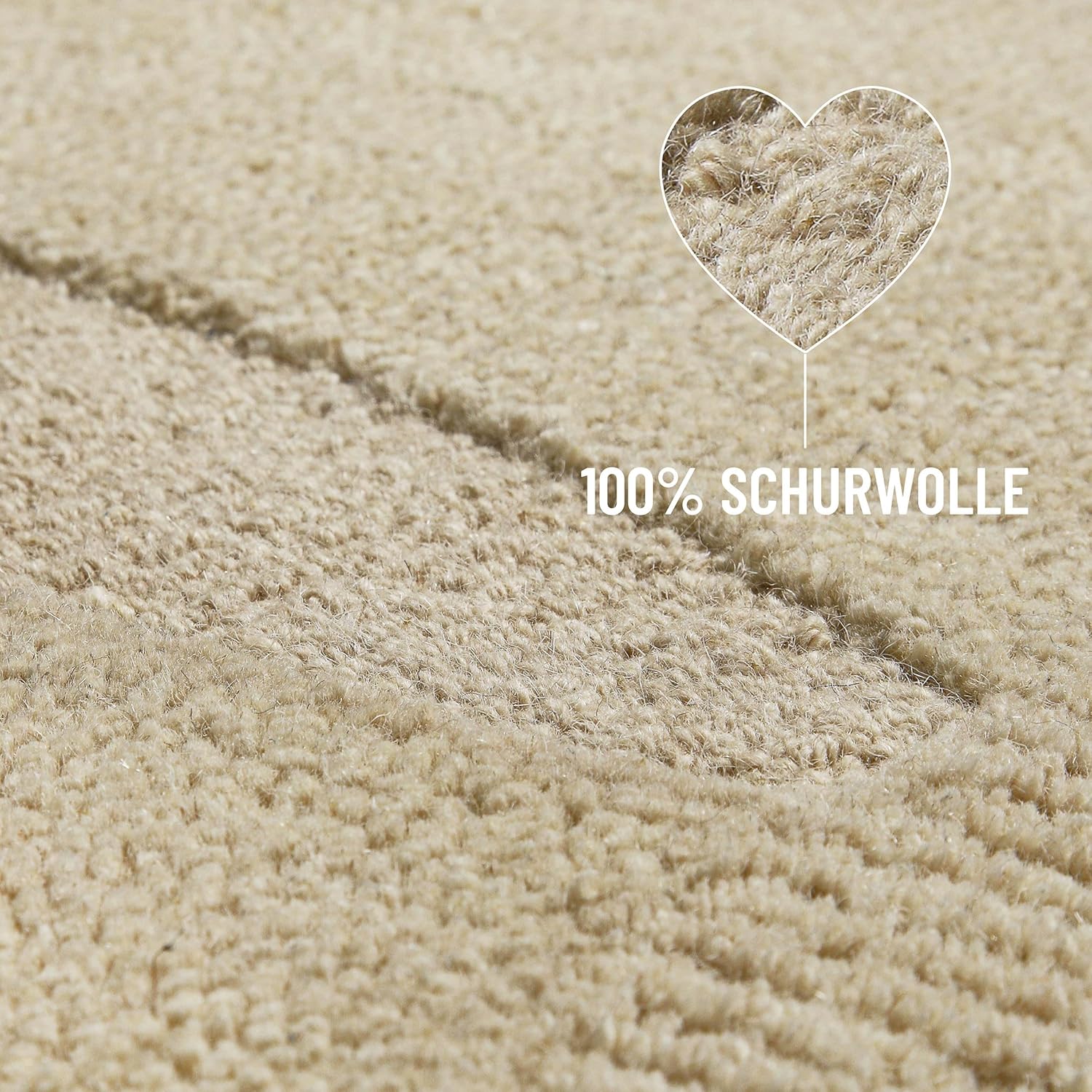 Wecon Home Kurzflorteppich Dodo – Handgetufteter Teppich aus Schurwolle – Asymmetrisch geformt – Oeko-TEX® Standard 100 & GoodWeave Zertifiziert – Natürlich, modern & markant (110 x 170 cm, beige)