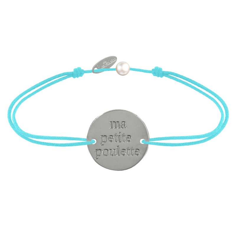 Bracelet Lien Médaille Plaqué Argent Ronde 