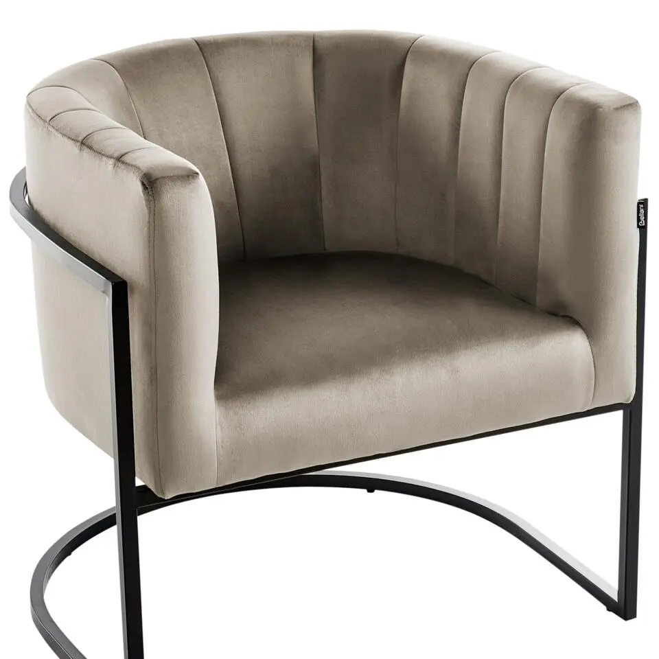 LARVIK II - Fauteuil - Taupe - Fluweel