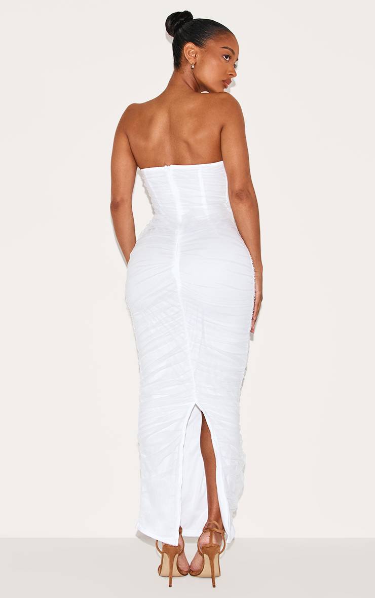 Blanc Robe Maxi Bandeau Corset En Mesh Sculptant