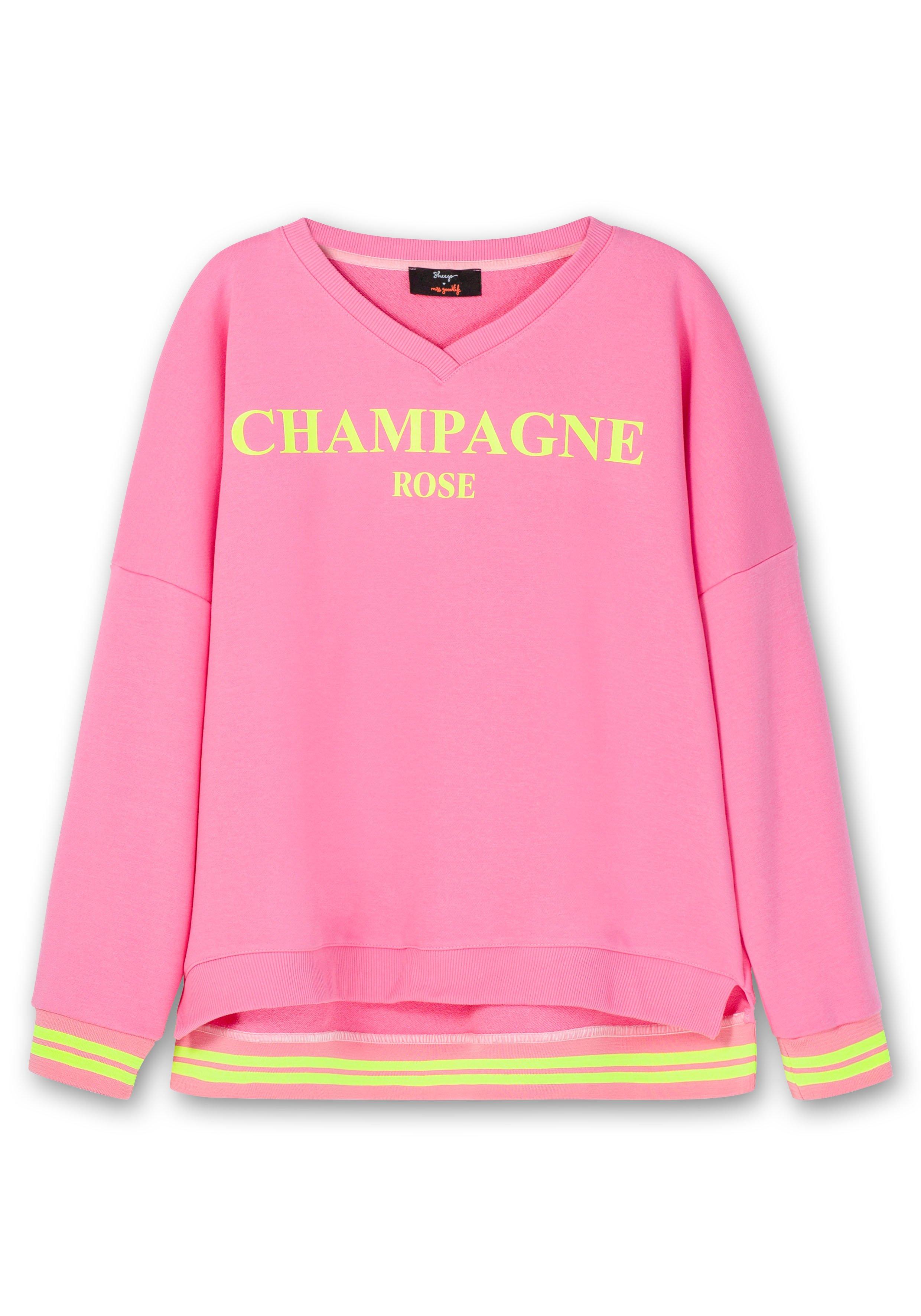 Sweatshirt mit Wordingprint und Streifenbündchen