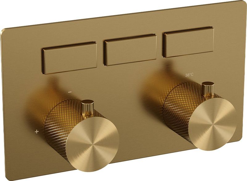 BRAUER - Gold Carving - Inbouwthermostaat - Drukknoppen - Goud Geborsteld PVD