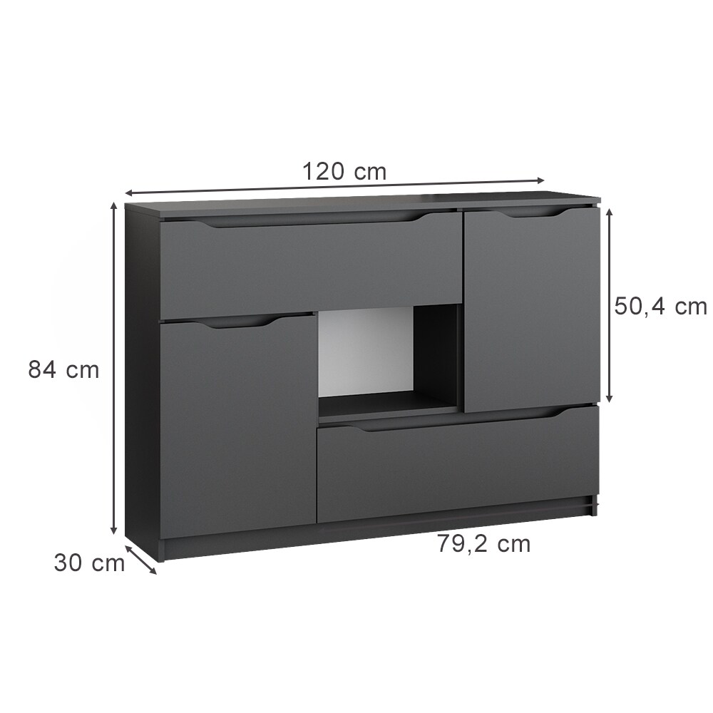 Vicco Sideboard Kommode Mehrzweckschrank Ruben Anthrazit 120 cm 4 Schubladen Schrank