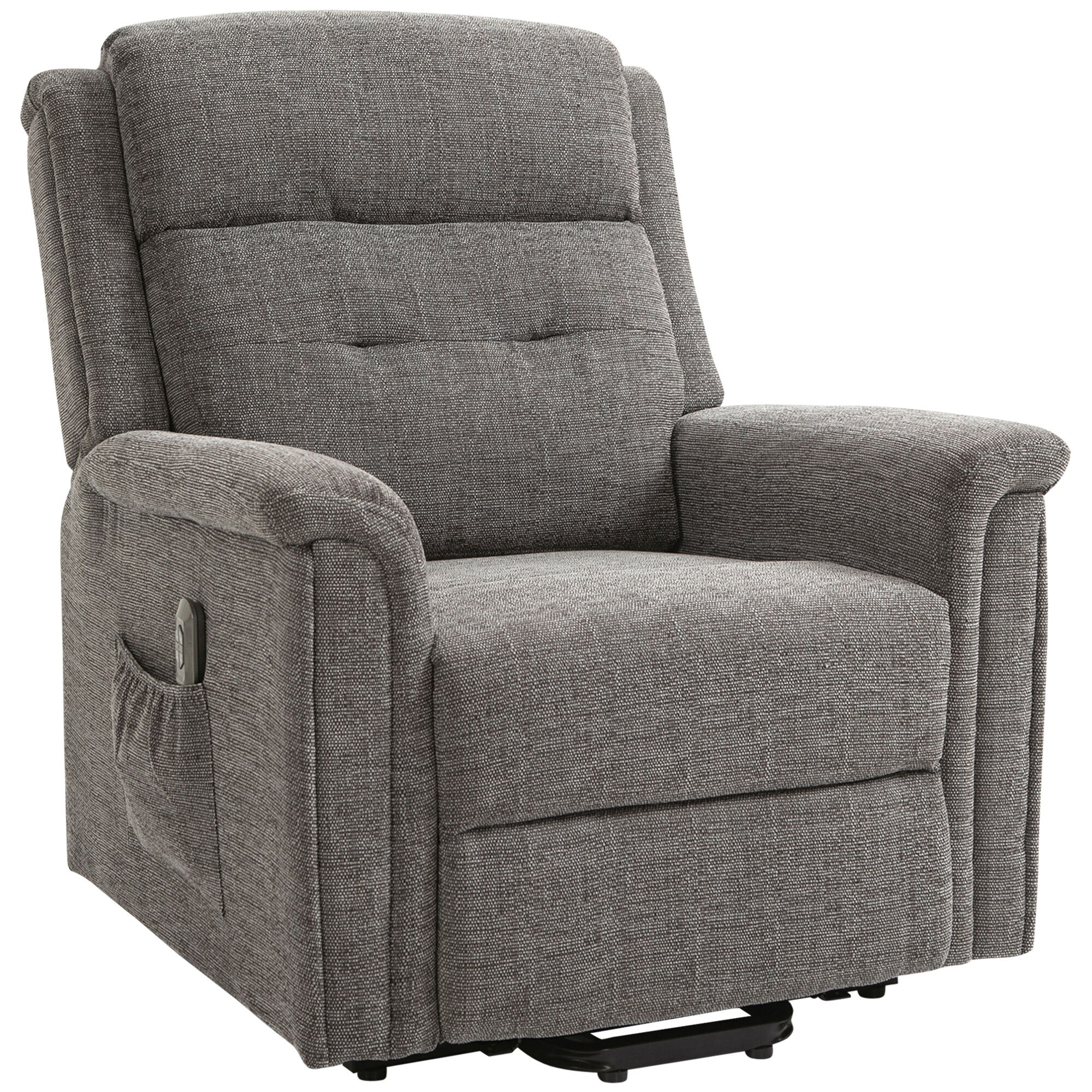 HOMCOM Aufstehsessel mit Seitentasche grau 89L x 96B x 108H cm