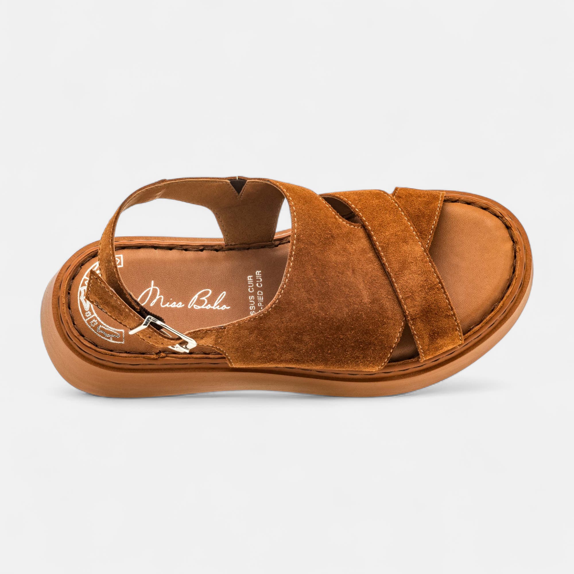Sandales Femme en cuir cognac