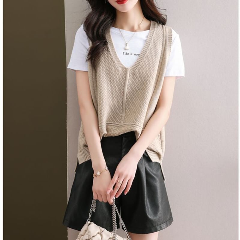 Yupina - V-hals effen trui-vest