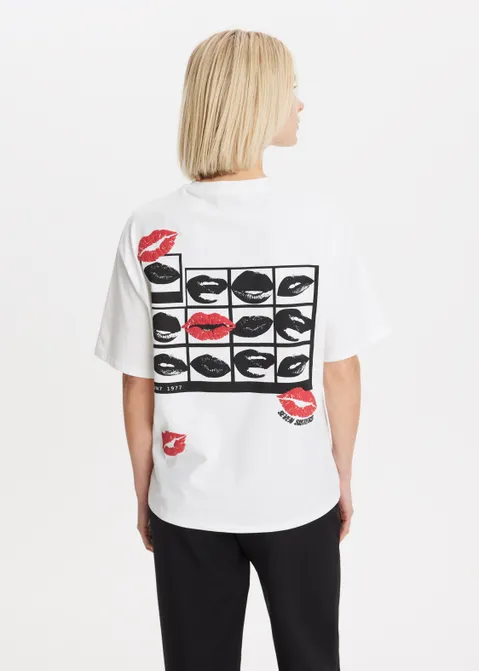 T-shirt met print lips wit (WIT)