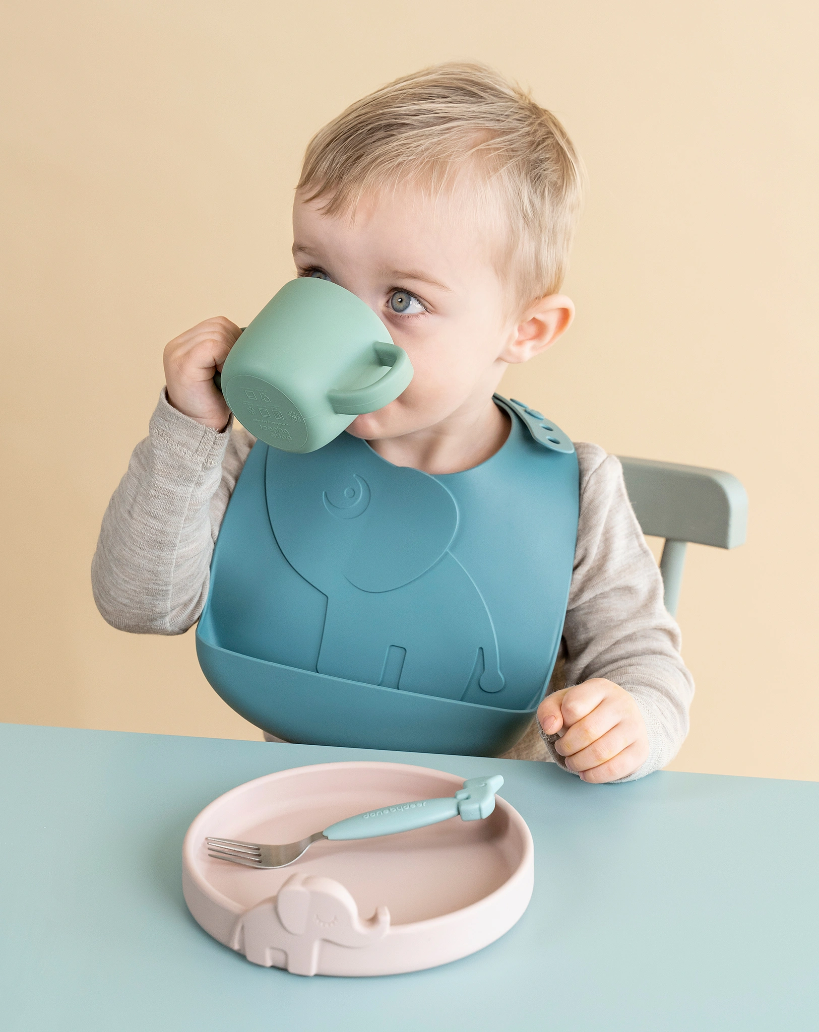 Silikon-Lätzchen PEEKABOO - ELPHEE 2er Pack in blau