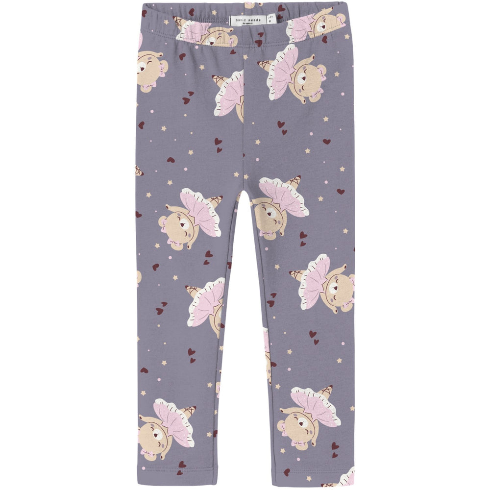 Køb Name It Lavender Gray Ballerina Bear Nmfdavina Aop Swe Leggings Bru