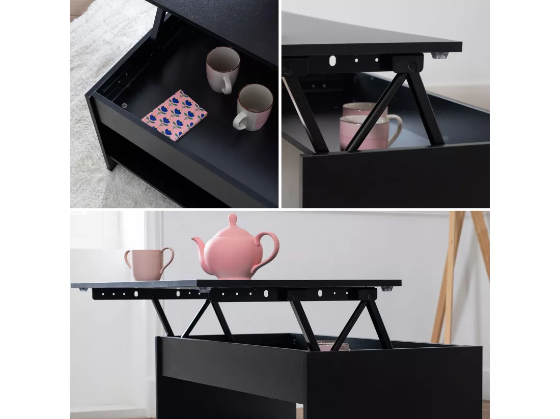 Table basse avec plateau relevable noire HEDDA - HAPPY GARDEN