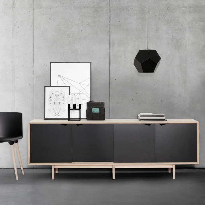 Andersen Furniture - S1 Sideboard, Eiche geseift / Türen ocean grau