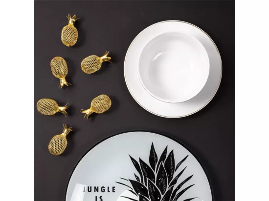 Assiette en porcelaine avec liseré doré (Lot de 6) Assiettes plates - 20 cm