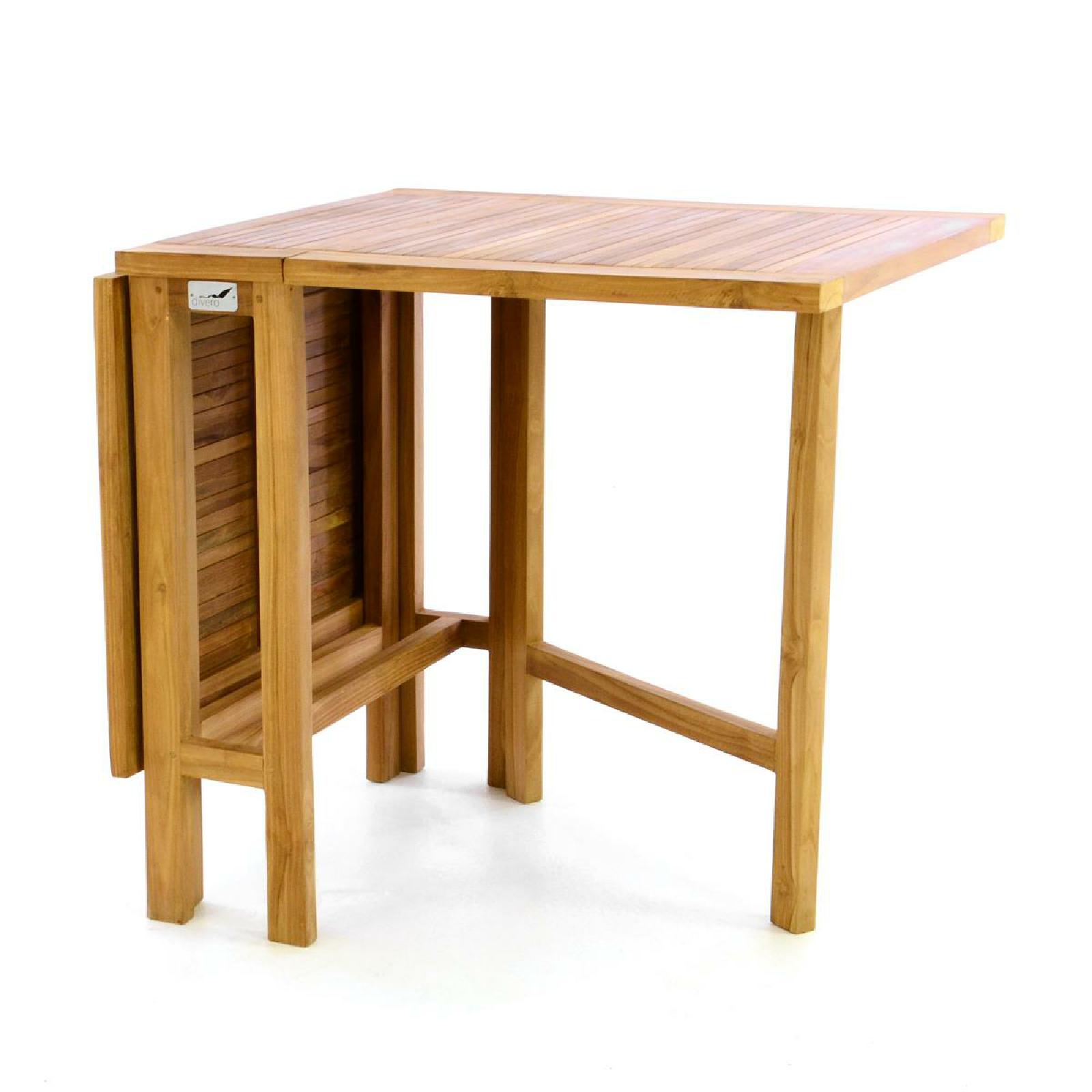 VCM Balkontisch Gartentisch Tisch Klapptisch Holz Teak behandelt 130x65cm