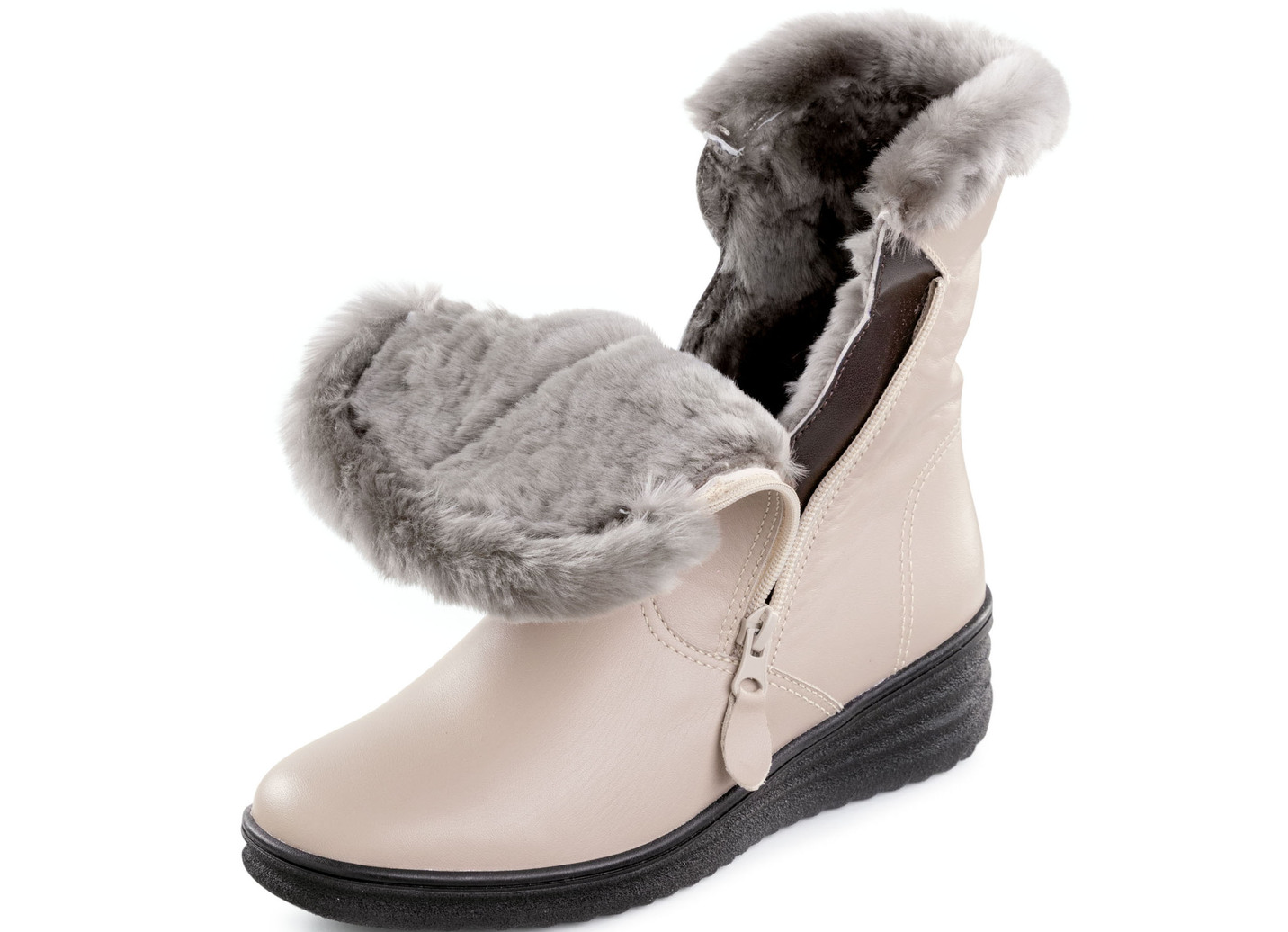 ELENA EDEN Stiefelette mit flauschigem Lammfellbesatz