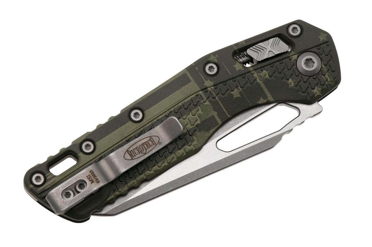 Microtech MSI Standard Issue 210T-10APPMODFLAG, Apocalyptic Stonewashed M390MK, OD-Green Polymer Flag zakmes