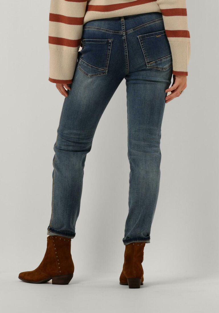 SUMMUM blauwe summum slim fit jeans venus tapered jeans rain denim
