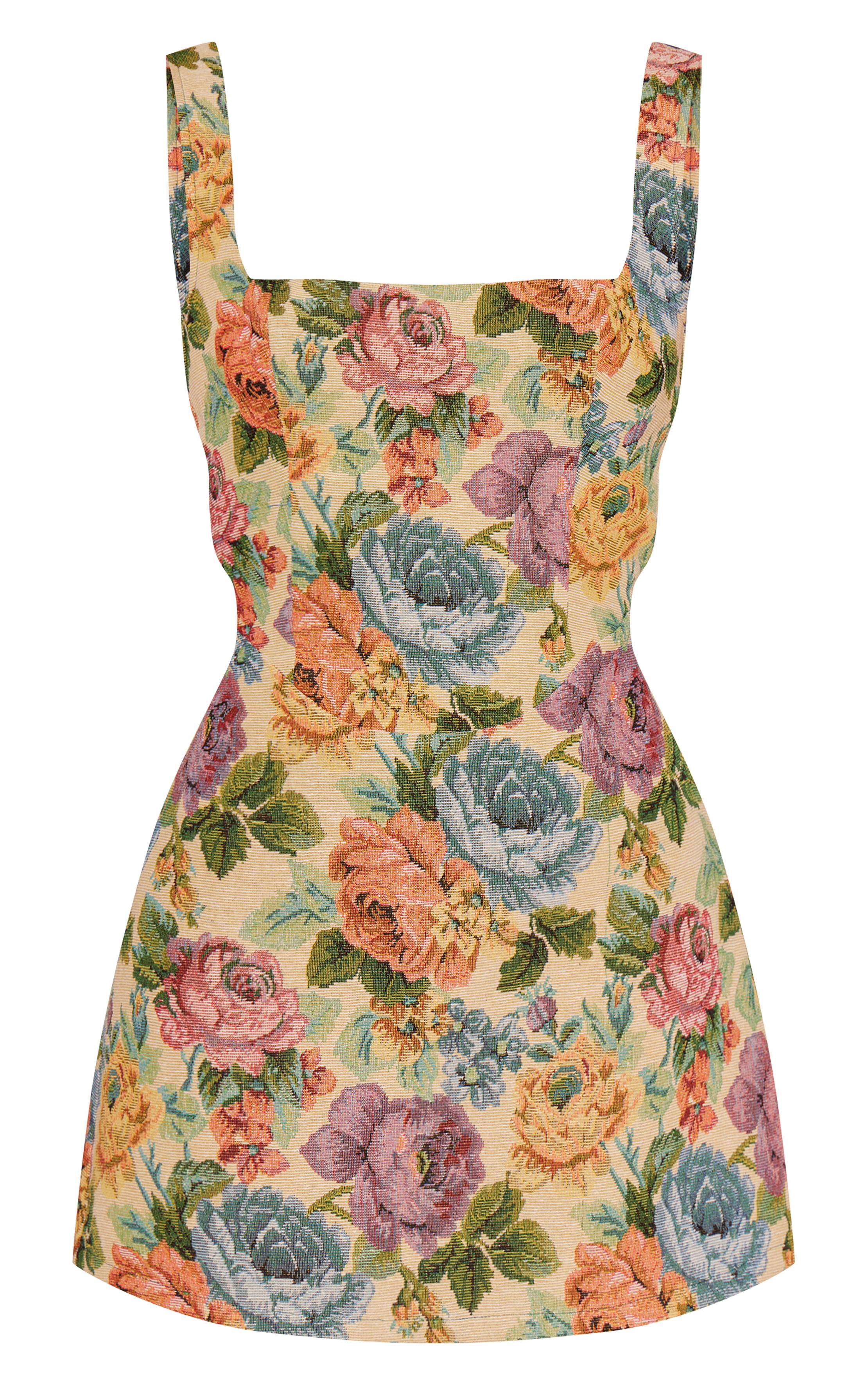 Gris Pierre Robe Moulante En Sergé Fleuri
