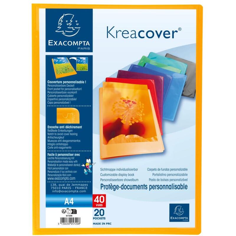Protège-documents polypropylène semi rigide Kreacover® Opaque 20 pochettes - 40 vues - A4