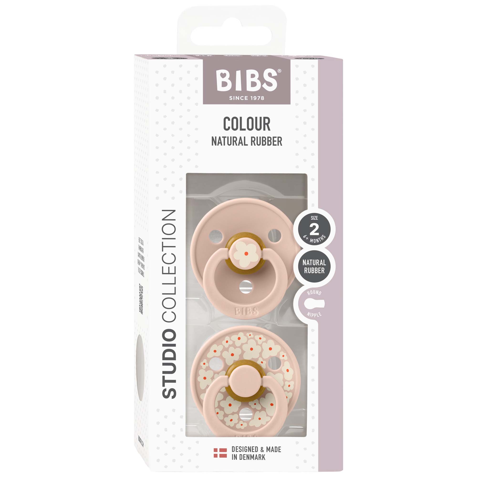 Bibs fopspeen Studio Round size 2 - 2 stuks roze