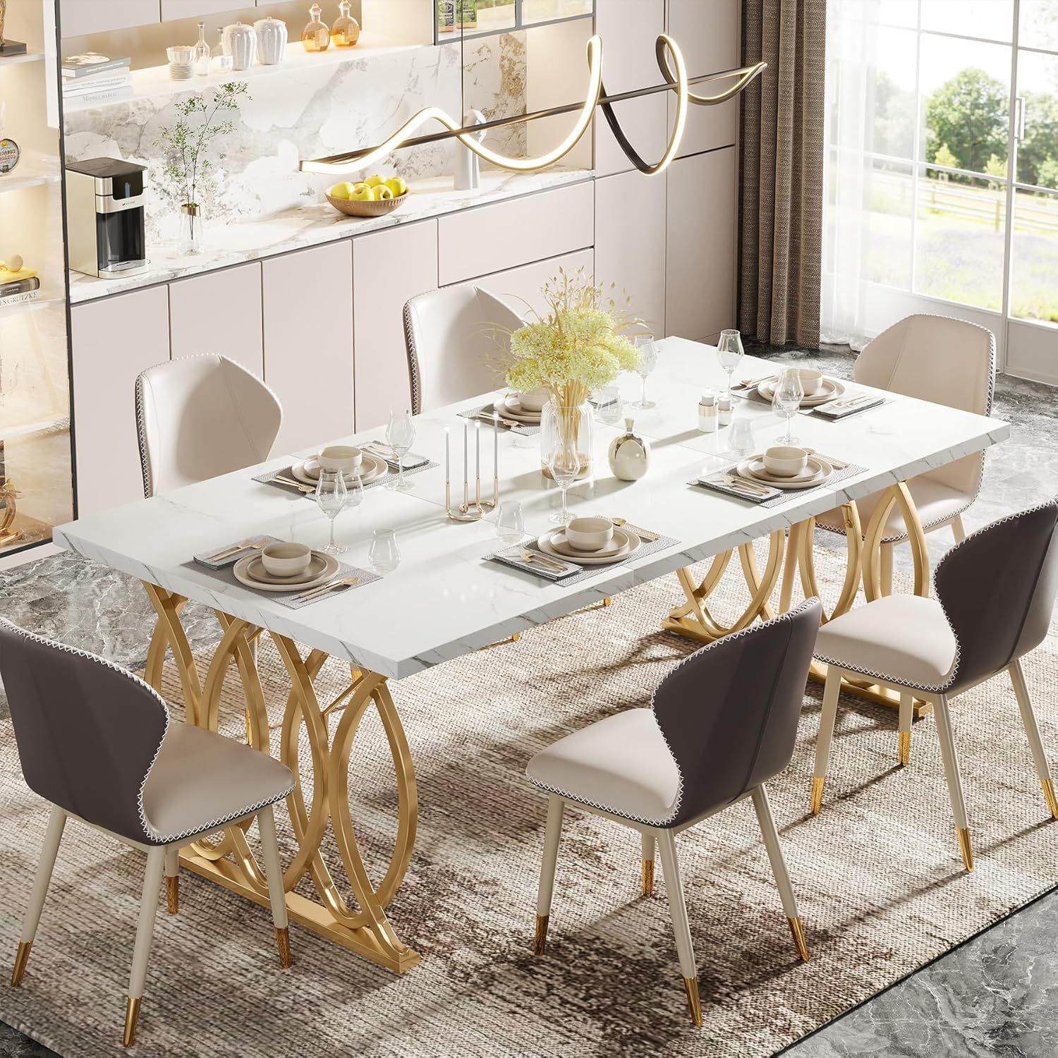 LITTLE TREE Modern Dining Table for 4-6 People, 63