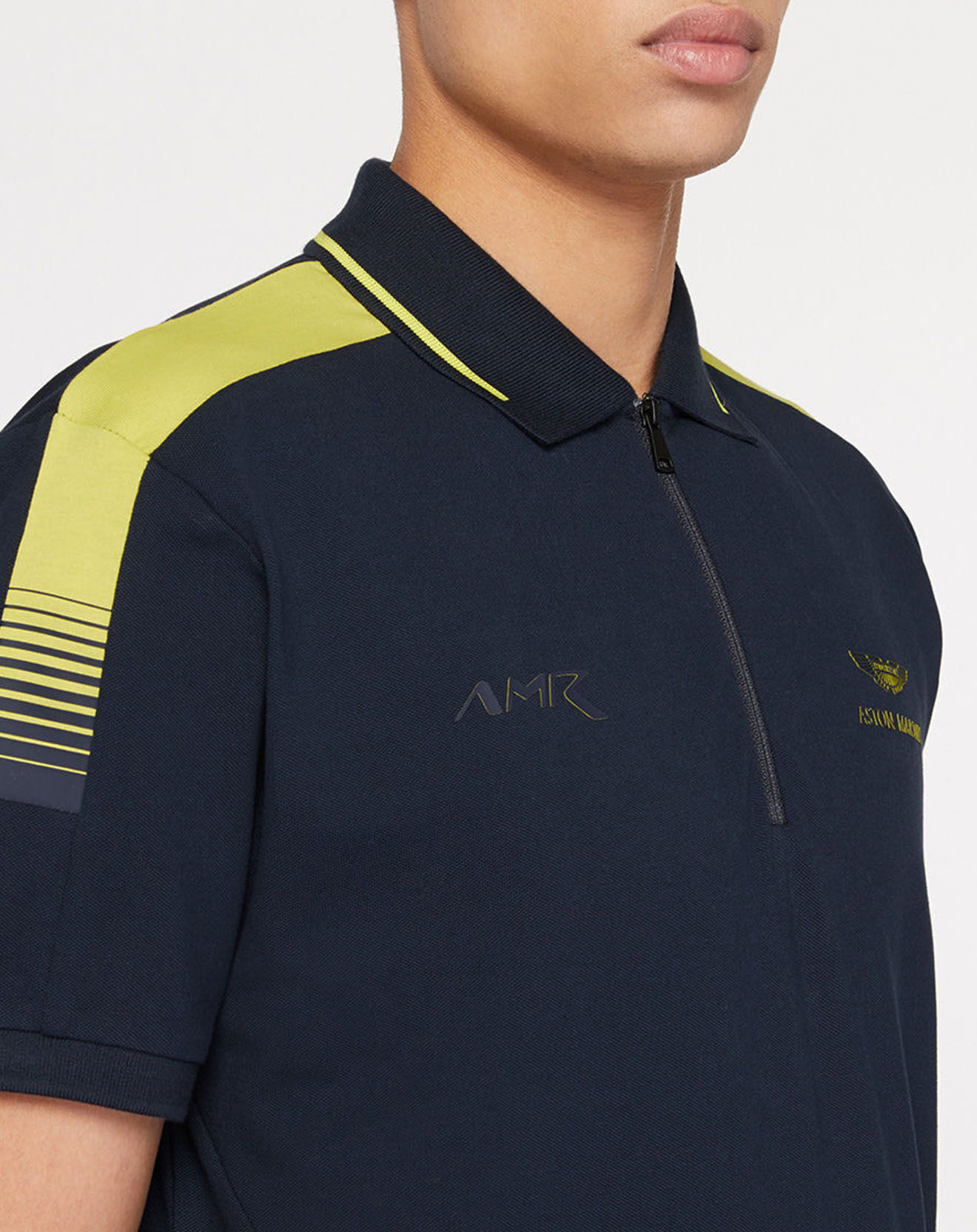 Hackett London Polo Classic Fit Aston Martin Racing col zippé bleu marine
