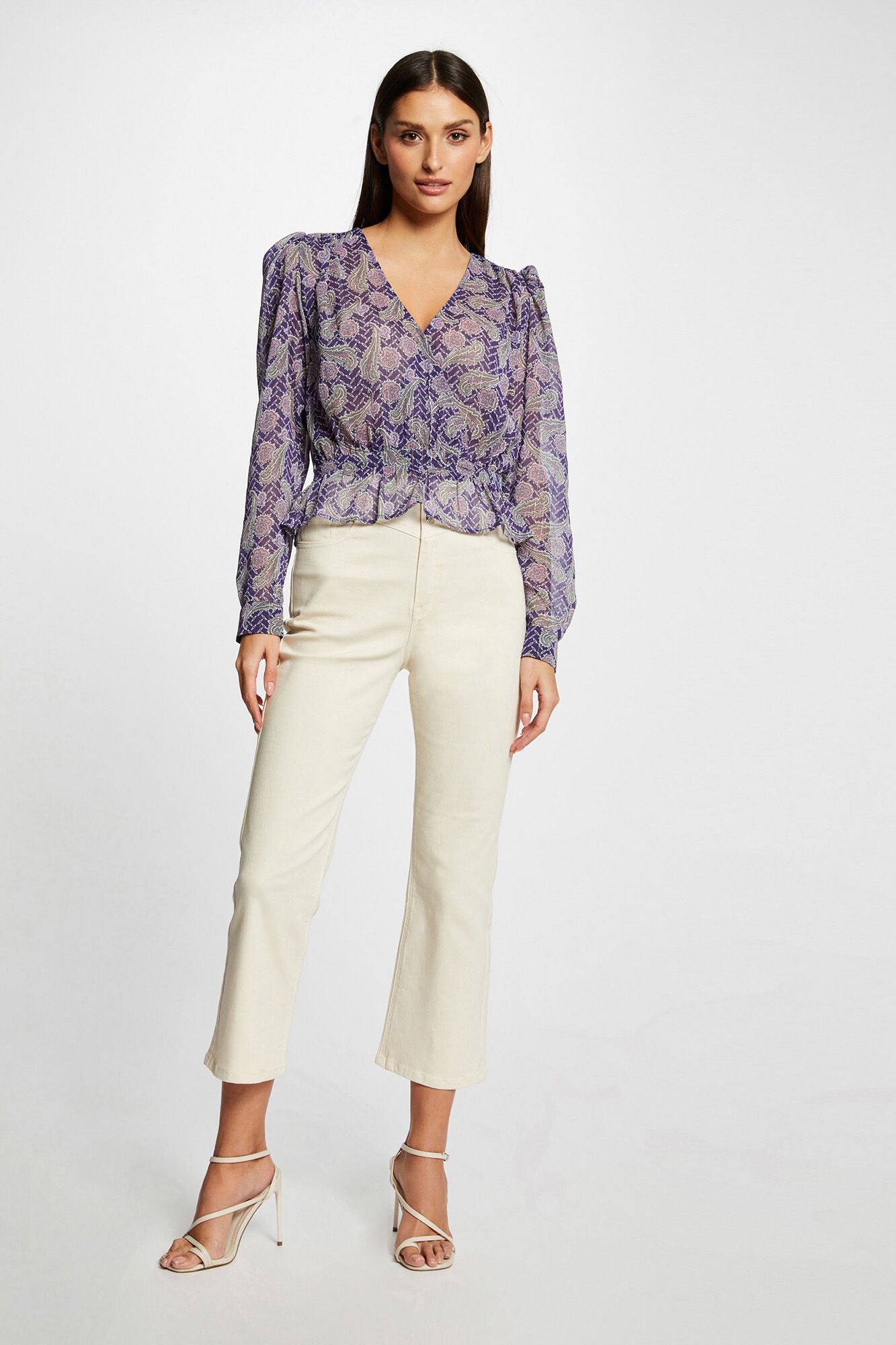 Blusa de manga comprida estampada - Roxa
