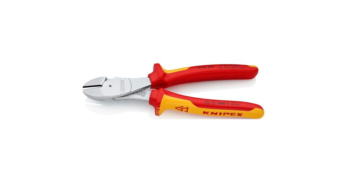 KNIPEXKracht-zijsnijtang VDE 7406200 kniptang  (Rood/geel)