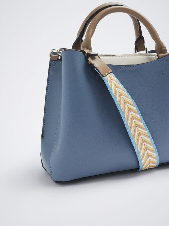 Bolsa tote básica com alças duplas - Azul