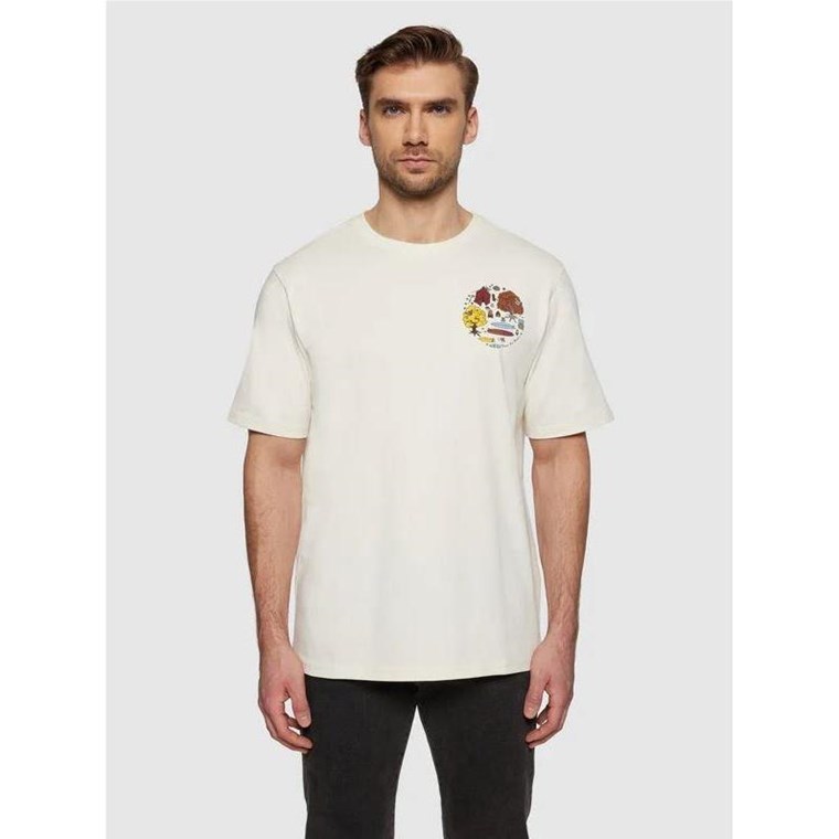 KnowledgeCotton Apparel Regular Fit Print T-Shirt Egret