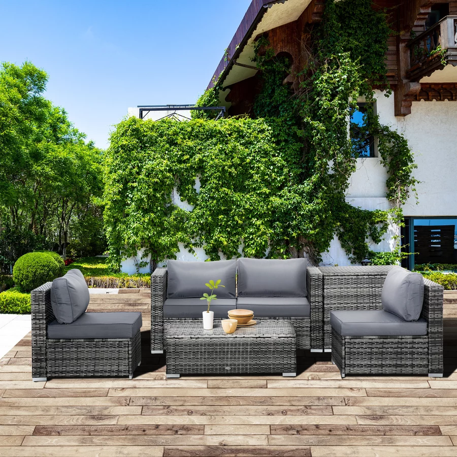Outsunny Gartenmöbel Set mit Stauraum grau