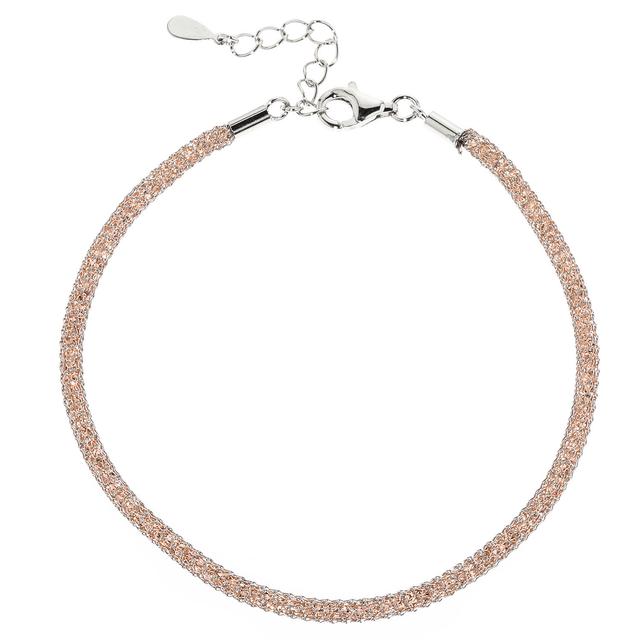 Mesh-Armband, 800 Zirkonia, rhodiniert, ca. 19 + 3 cm