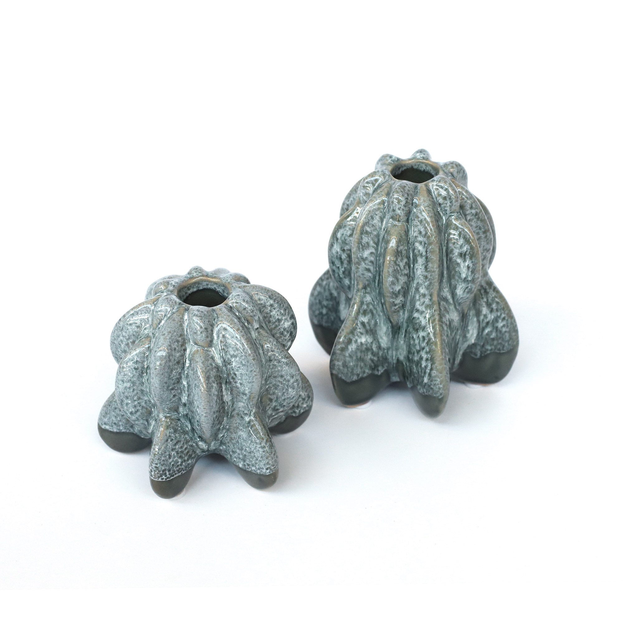 Keramik-Kerzenhalter, grau, B 10,6 cm, L 9,5 cm, H 11,5 cm von fischer's lagerhaus
