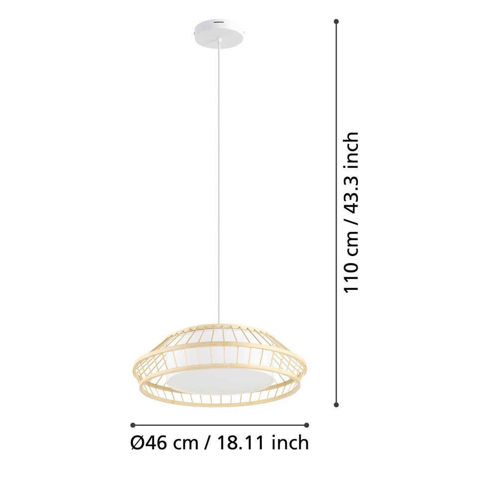 EGLO - Yuku-Z pendel bambus Ø46 - RGB + TW - Zigbee, Bluetooth