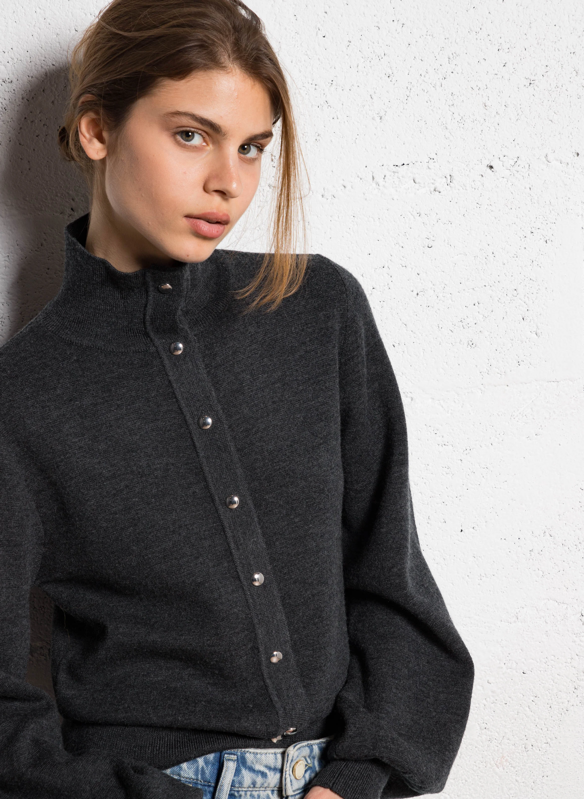 GABY - Gilet col montant en laine | Noir