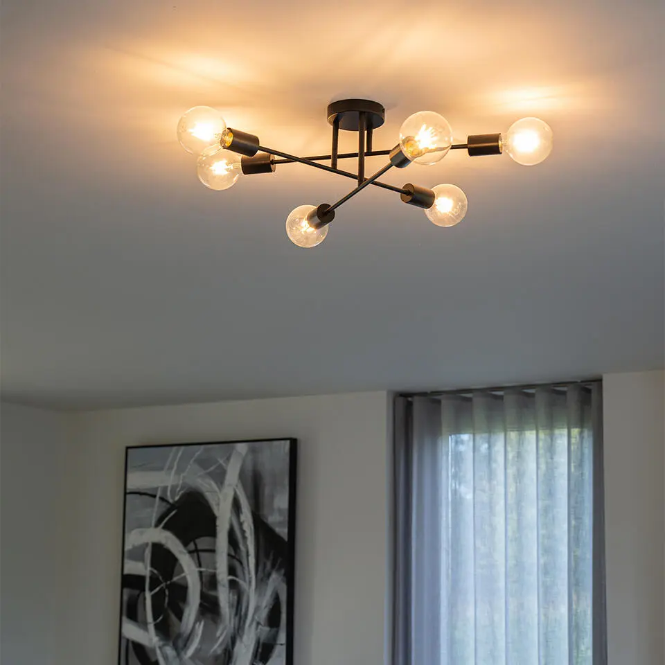 Qazqa plafondlampen sydney zwart e27