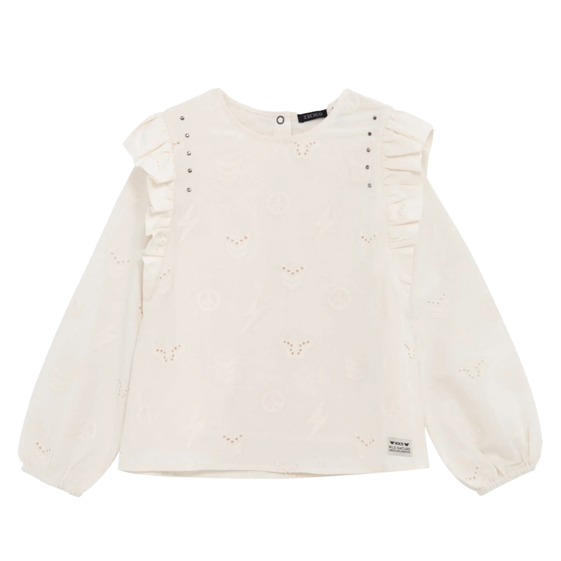 Blouse brodée en coton| Blanc