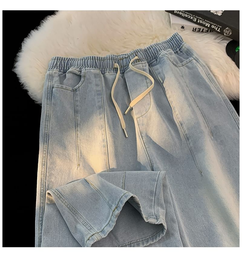 Mimiyox - Jeans met wijde pijpen en trekkoordtaille